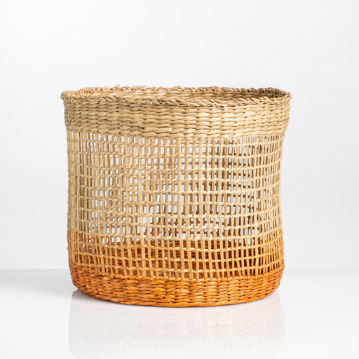 Seagrass Two-Toned Basket Small - Beige & Rust