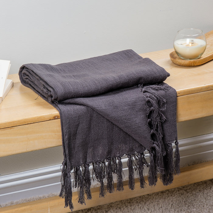 Textured Throw - Dark Grey