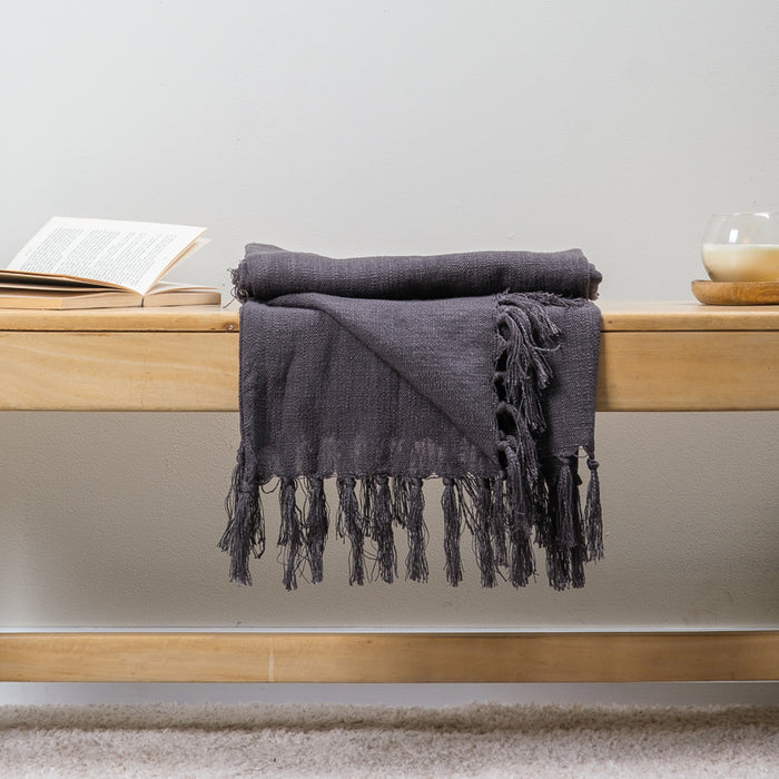 Textured Throw - Dark Grey