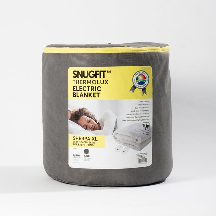 Snugfit Electric Blanket - Fully Fitted Extra Length Sherpa Fleece with Elasticated Skirt