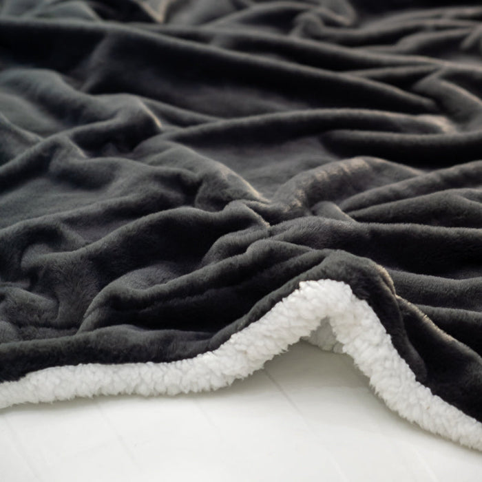 Soft Faux Fur Rabbit Blanket - Slate