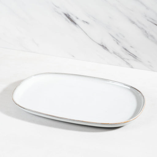 Stoneware Oval Plate Large - Light Grey
