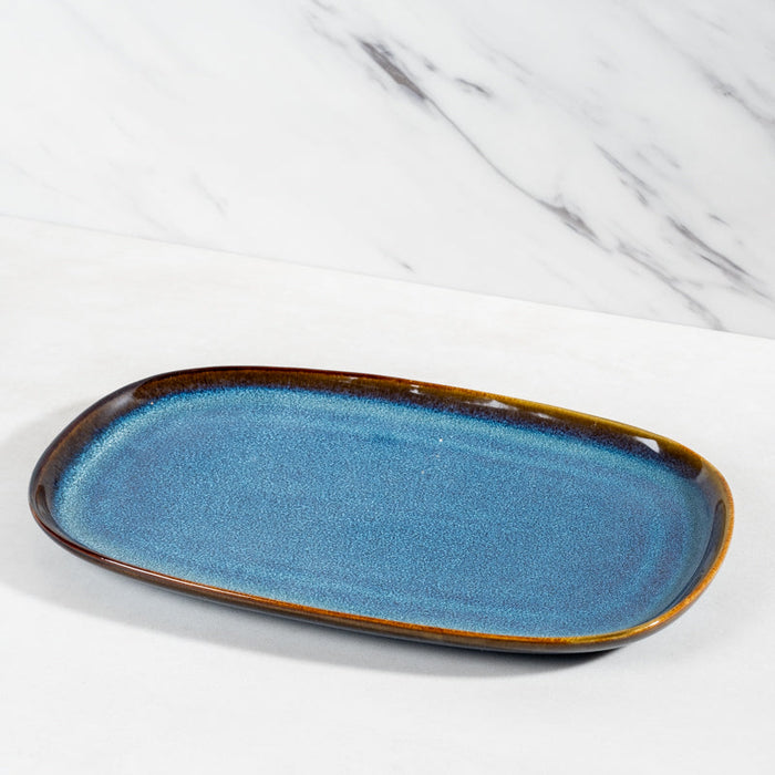 Stoneware Oval Plate Large - Midnight Blue