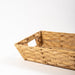 Water Hyacinth Fishbone Weave Slanted Basket Tray with Handles