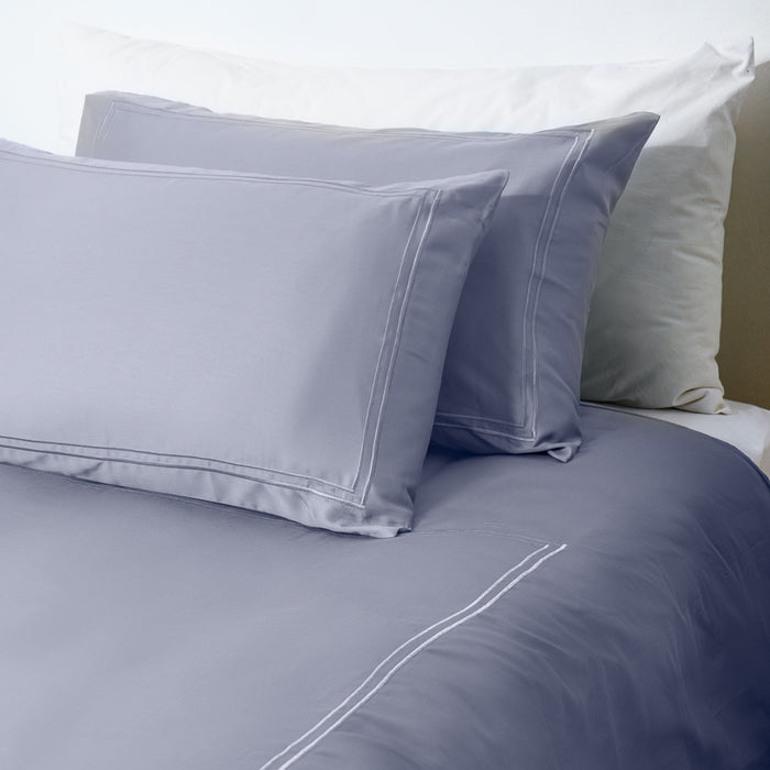 Whisper Soft 400 Thread Count Sateen Egyptian Cotton Two Line Satin Stitch Duvet Cover Set - Grey