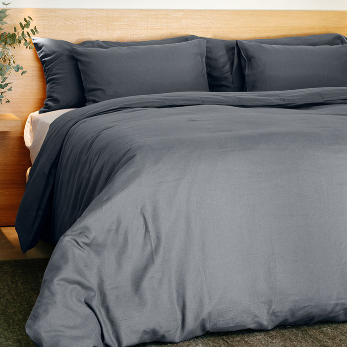 Whisper Soft Linen & Lyocell Blend Heritage Collection Duvet Cover Set - Midnight