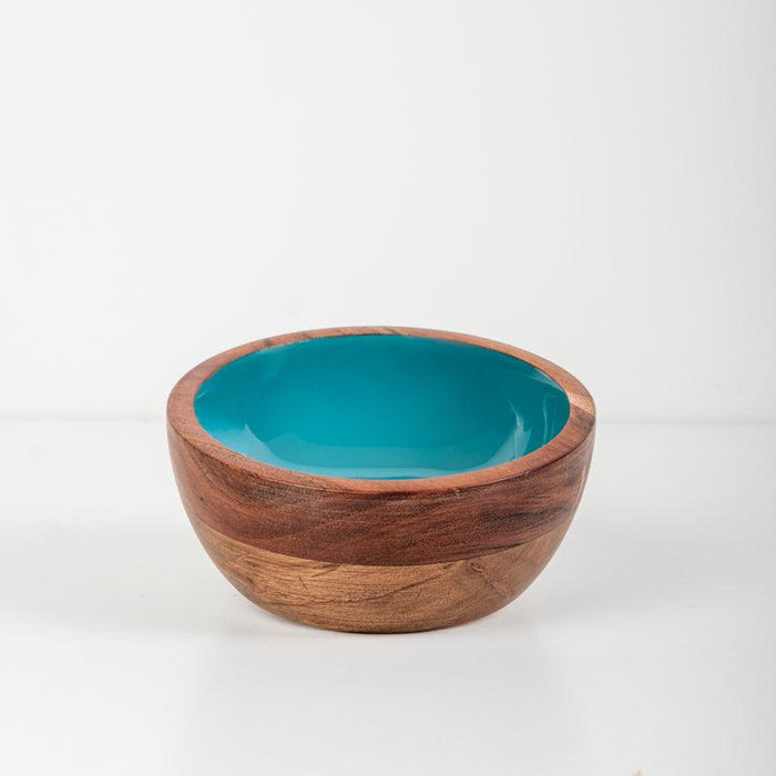 Acacia Wood Mini Bowl with Enamel inlay - Ocean/Natural