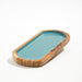 Acacia Wood Oblong Server with Enamel - Aqua-Tray