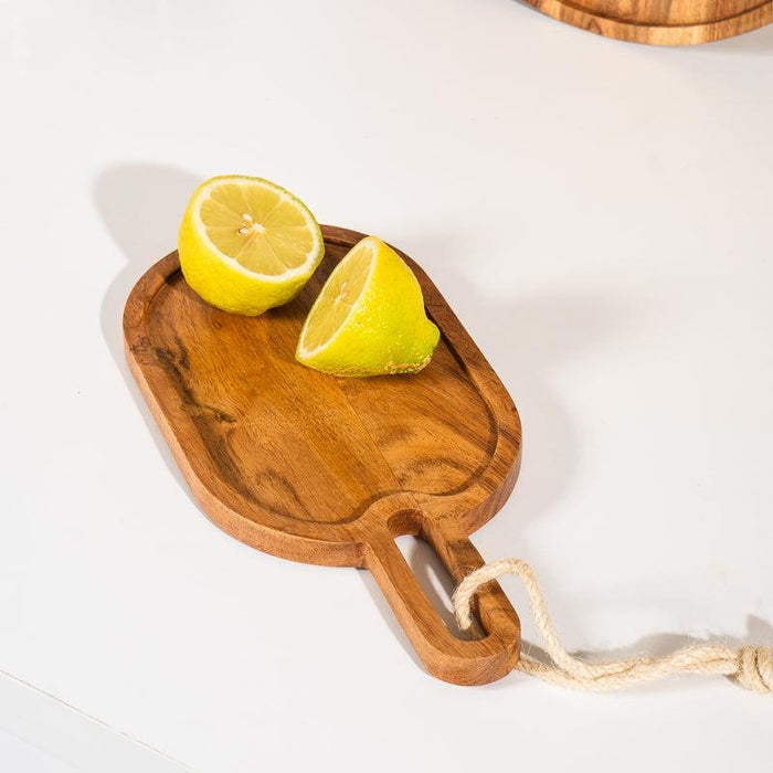 Acacia Wood Oval-Edged Paddle Board - Natural-Board