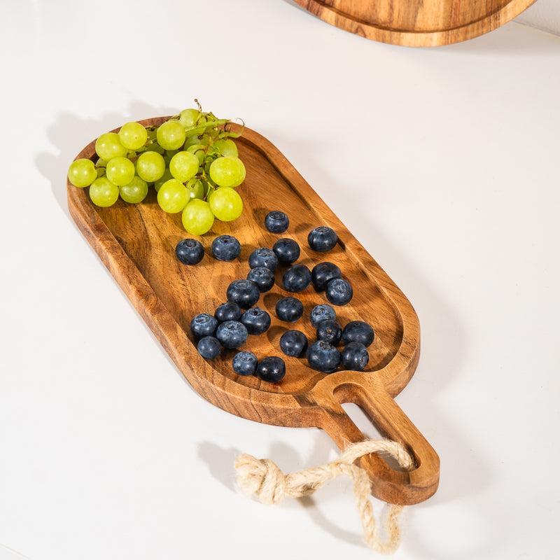 Acacia Wood Oval-Edged Paddle Board - Natural-Board