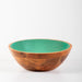 Acacia Wood Salad Bowl with Enamel - Aqua