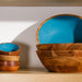 Acacia Wood Salad Bowl with Enamel - Ocean