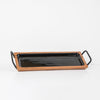 Acacia Wooden Serving Tray with Handles Enamel Black