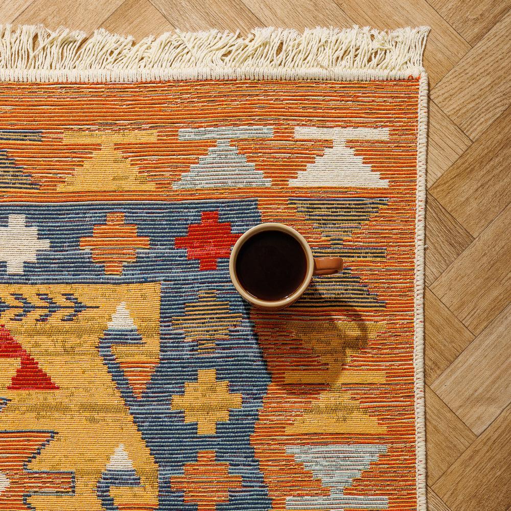 Antalya Mediterranean Collection Jacquard Polycotton Carpet Multi-Carpets/Rugs