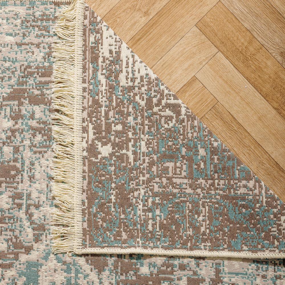 Athens Mediterranean Collection Jacquard Polycotton Carpet Blue Haze-Carpets/Rugs