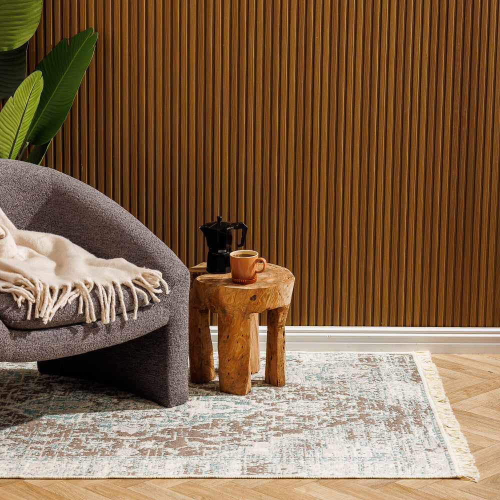 Athens Mediterranean Collection Jacquard Polycotton Carpet Blue Haze-Carpets/Rugs
