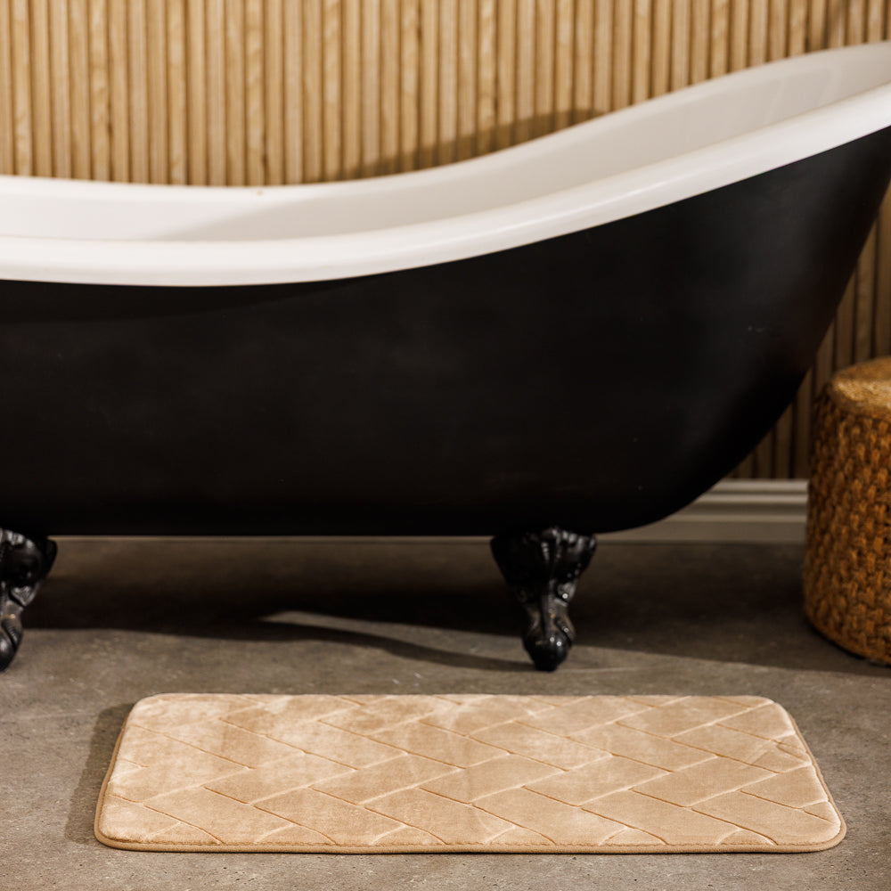 Athens Memory Foam Bathroom Mat Beige 2 Piece-Bath Mats