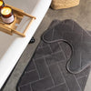 Athens Memory Foam Bathroom Mat Dark Grey 2 Piece