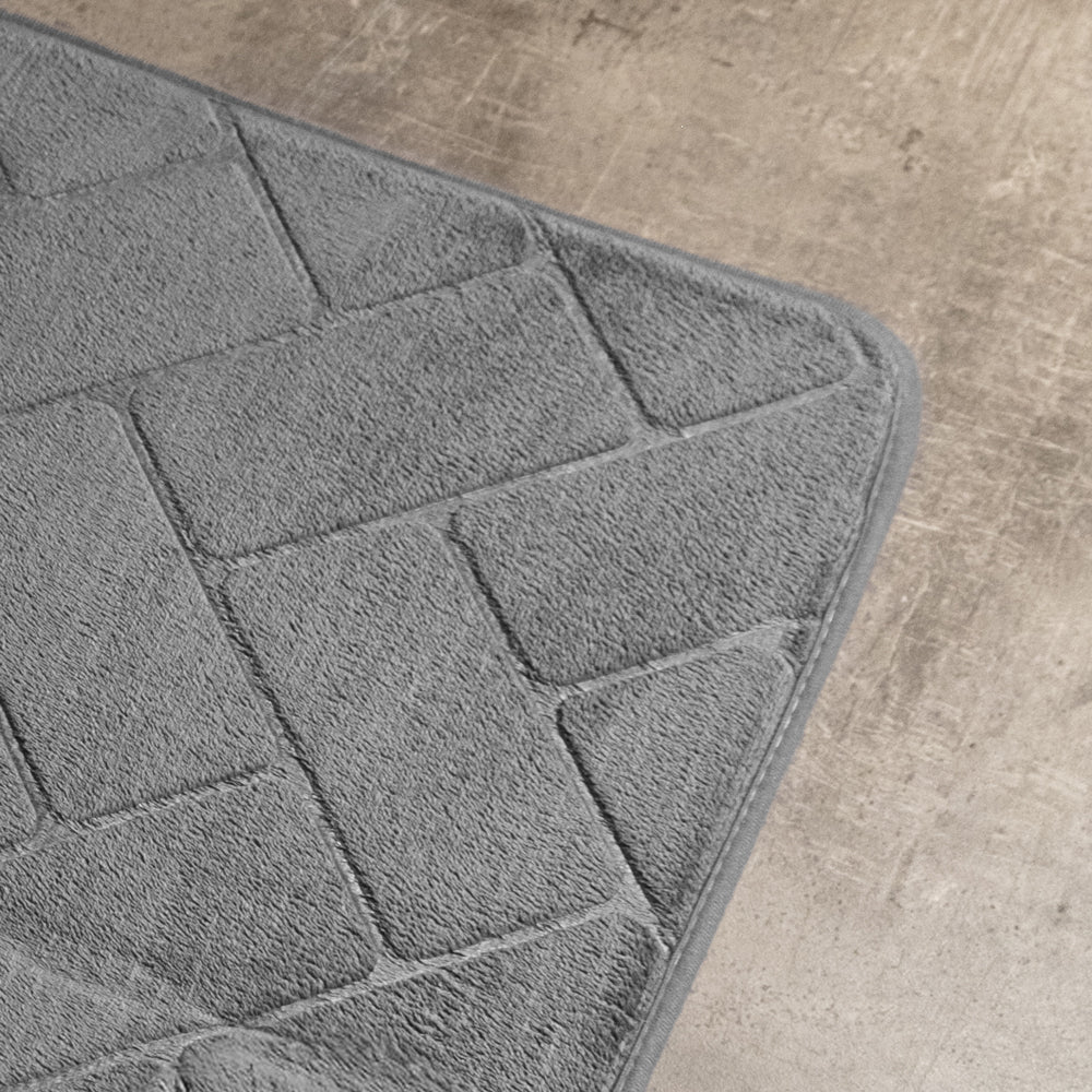 Athens Memory Foam Bathroom Mat Light Grey 2 Piece-Bath Mats