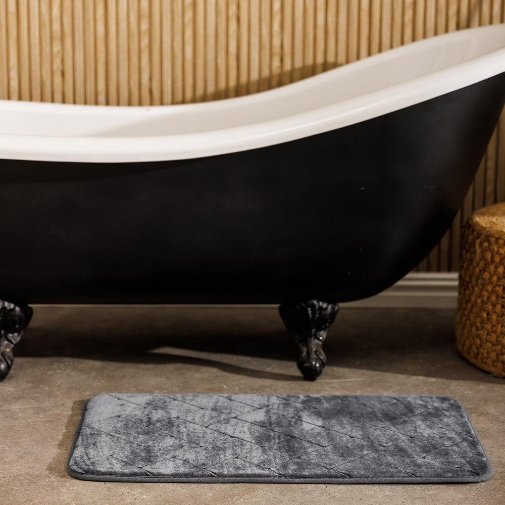 Athens Memory Foam Bathroom Mat Mid Grey 2 Piece-Bath Mats