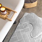 Athens Memory Foam Bathroom Mat Mid Grey 2 Piece