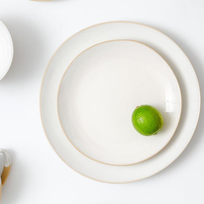 Bella Ceramic Dinner Plate - White and Natural-CERAMIC