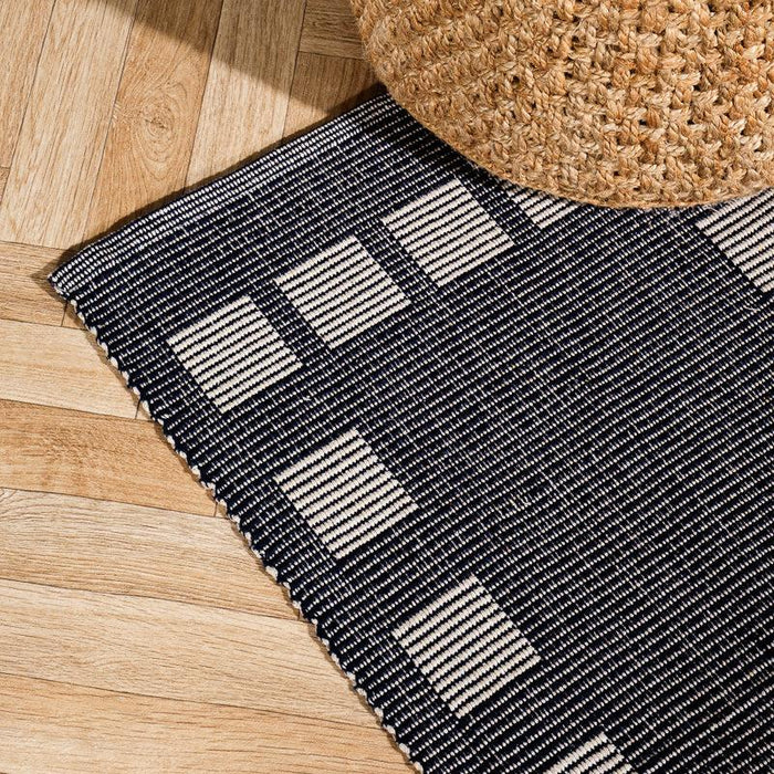 Big Box Pattern Rug Navy-CARPET