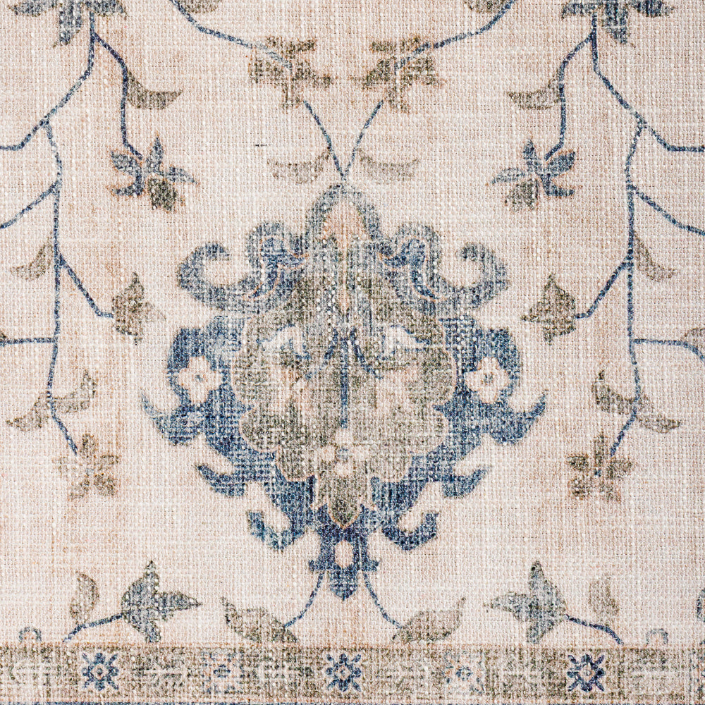 Bloom Printed TexturaWeave Carpet Blue-Carpets/Rugs