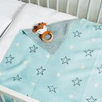 Blue Stars 100% Cotton Jacquard Baby Blanket