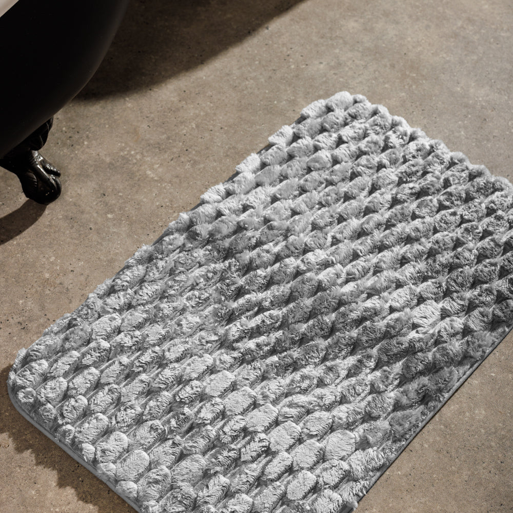 Brooklyn Jacquard Memory Foam Bathroom Mat Light Grey 2 Piece-Bath Mats