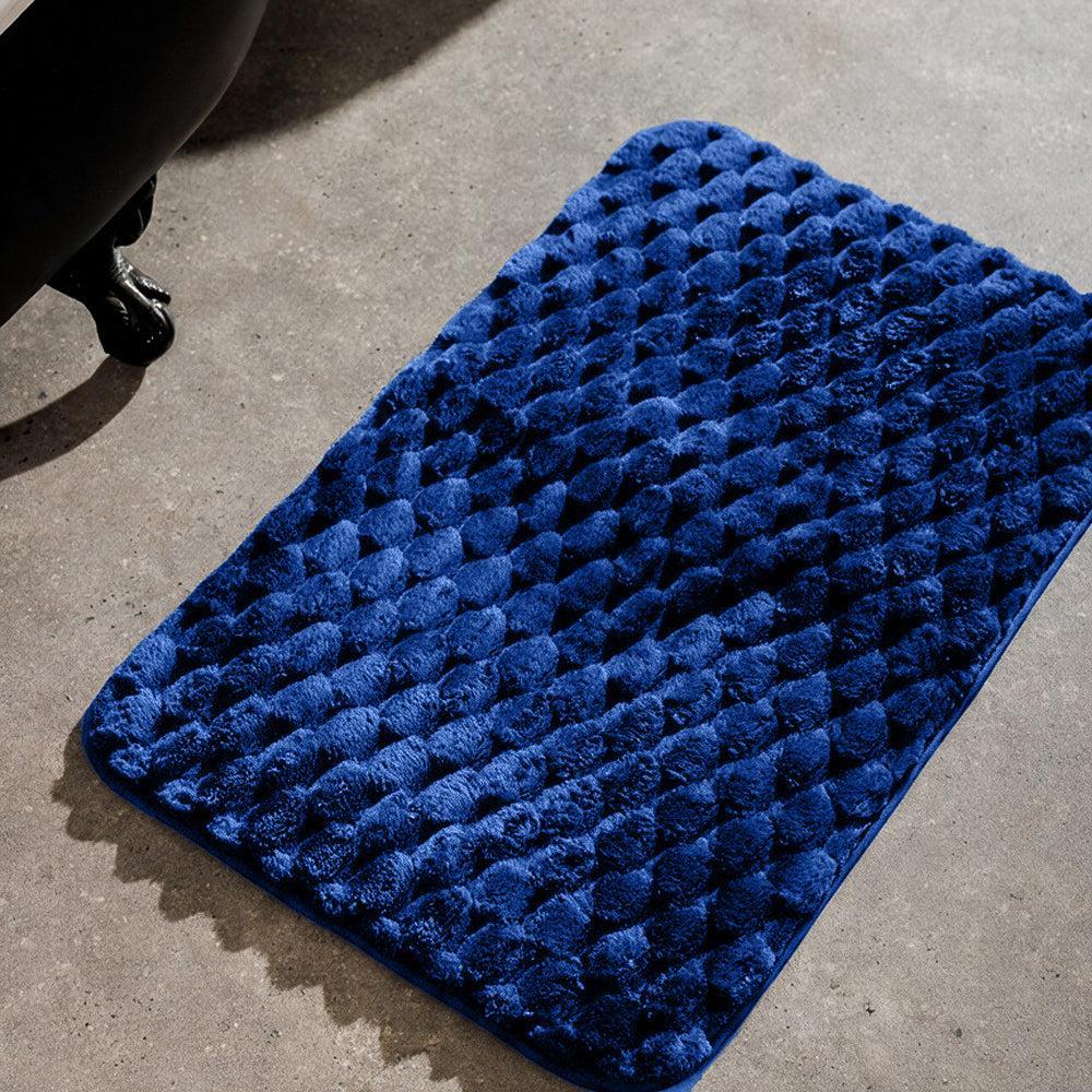 Brooklyn Jacquard Memory Foam Bathroom Mat Navy 2 Piece-Bath Mats