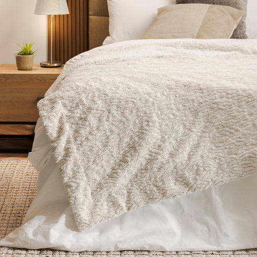 Brushed Printed Faux Fur Frosted Petal Blanket Arctic-Blankets