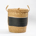 Bulbrush/Paper Storage Basket with lid - Black-Basket