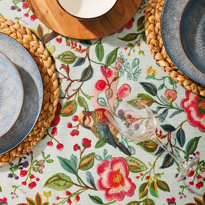 Carmel Designer Birdsong Bloom Tablecloth Aquifer-Tablecloths