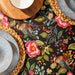 Carmel Designer Birdsong Bloom Tablecloth Black-Tablecloths