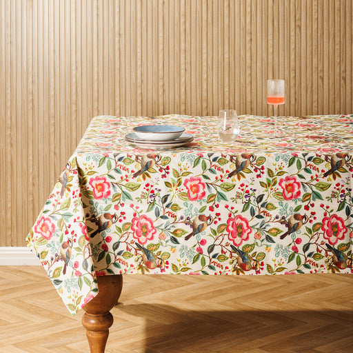 Carmel Designer Birdsong Bloom Tablecloth Natural-Tablecloths