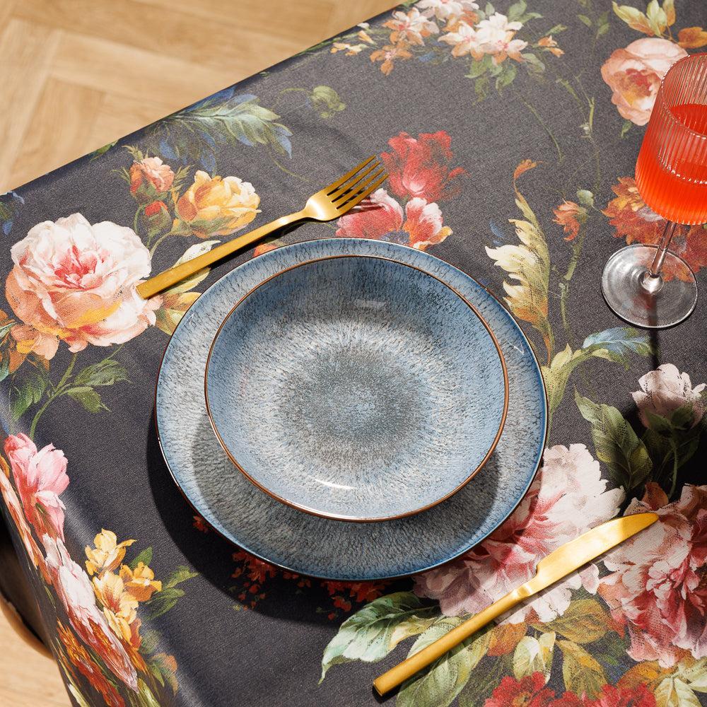 Carmel Designer Bloom Noir Tablecloth Noir-Tablecloths