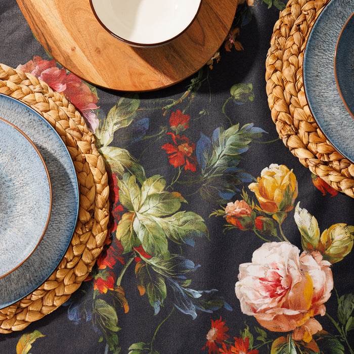 Carmel Designer Bloom Noir Tablecloth Noir-Tablecloths