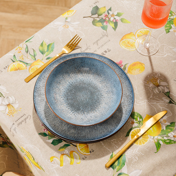 Carmel Designer Lemon Botanique Tablecloth Yellow-Tablecloths