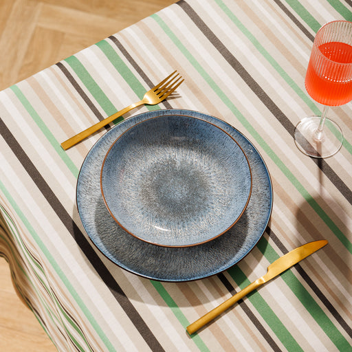 Carmel Designer Meadow Stripe Tablecloth Tea Green-Tablecloths