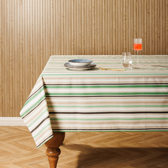 Carmel Designer Meadow Stripe Tablecloth Tea Green-Tablecloths