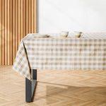 Carmel Designs Contemporary Check Tablecloth Natural Ivory