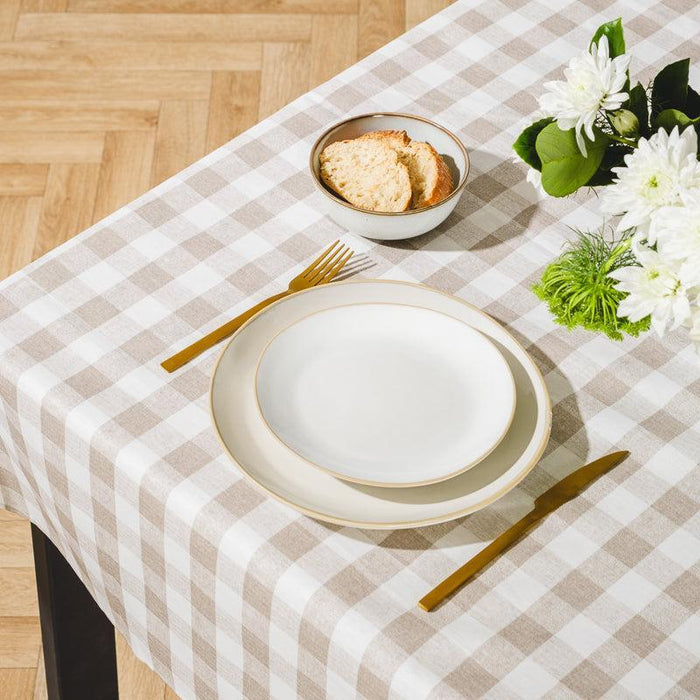 Carmel Designs Tablecloth Contemporary Check - Neutral Ivory-Tablecloths