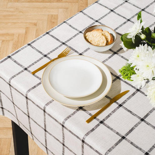 Carmel Designs Tablecloth Country Check - Neutral Grey-Tablecloths