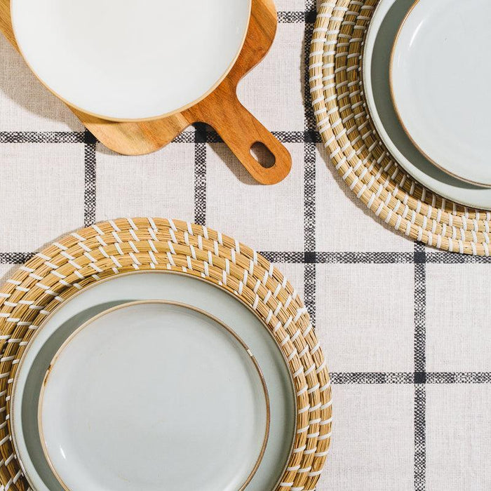 Carmel Designs Tablecloth Country Check - Neutral Grey-Tablecloths