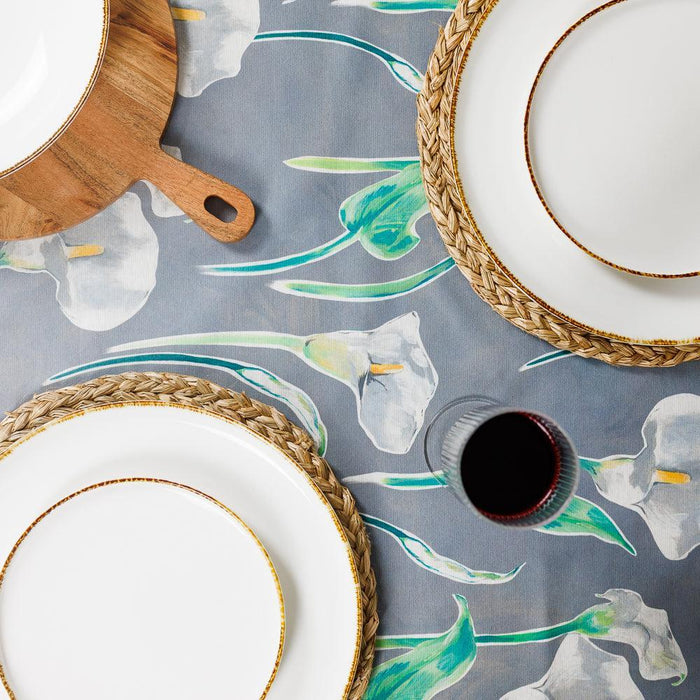 Carmel Designs Tablecloth Arum Lillies Light Grey-Tablecloths