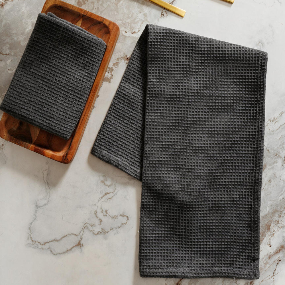 Caterers Choice Honeycomb Weave Kitchen Towel Set Dark Grey 2 Pack-Dishcloths