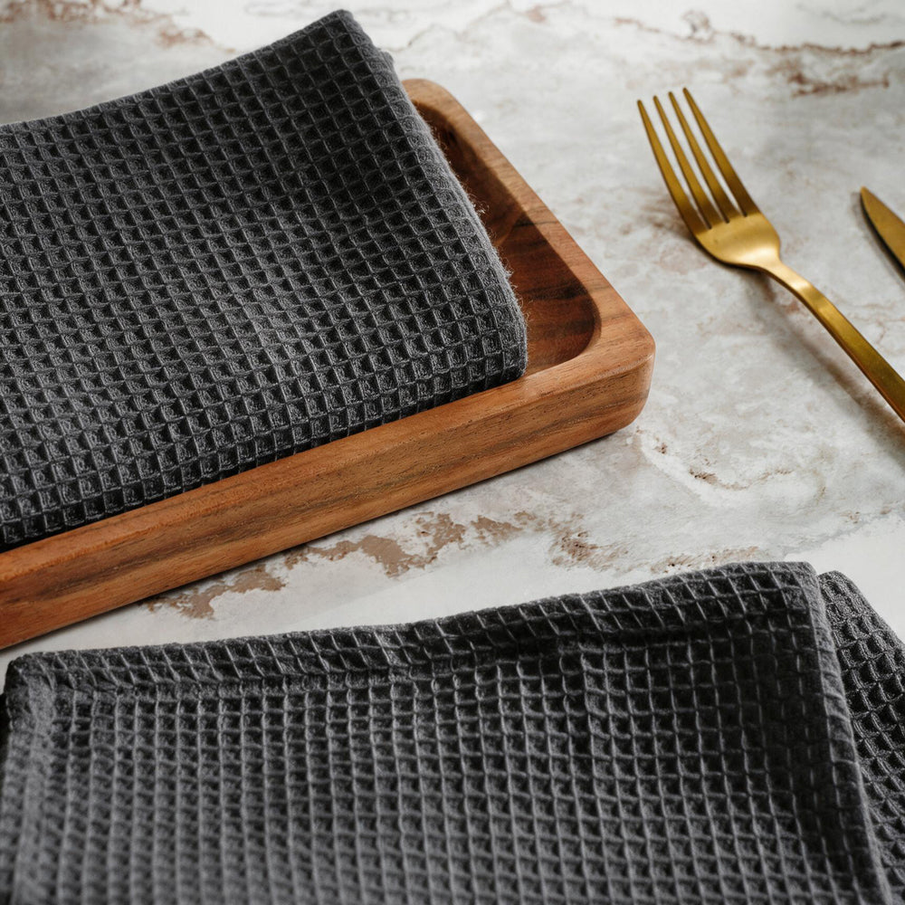 Caterers Choice Honeycomb Weave Kitchen Towel Set Dark Grey 2 Pack-Dishcloths