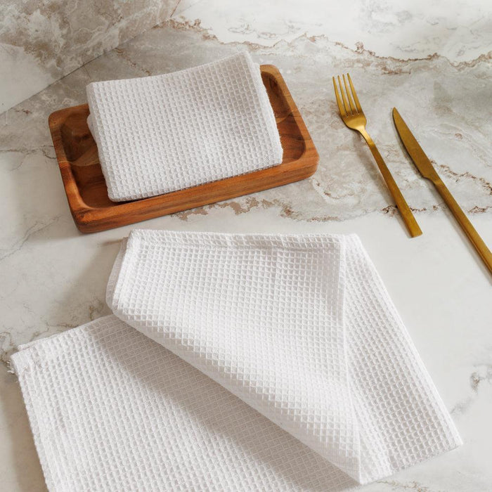 Caterers Choice Honeycomb Weave Kitchen Towel Set White 2 Pack-Dishcloths