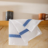 Caterers Choice Honeycomb Weave Kitchen Towel Set White with Blue Stripe 2 Pack